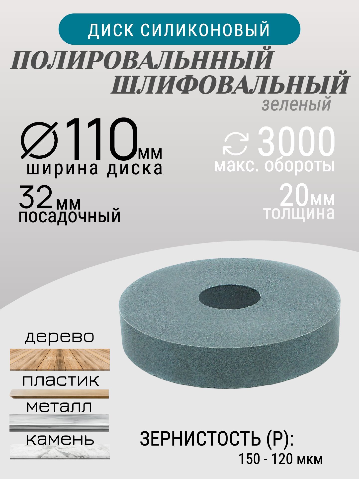 Диск шлифовальный Tornadotool d 110х20х32 мм Серый