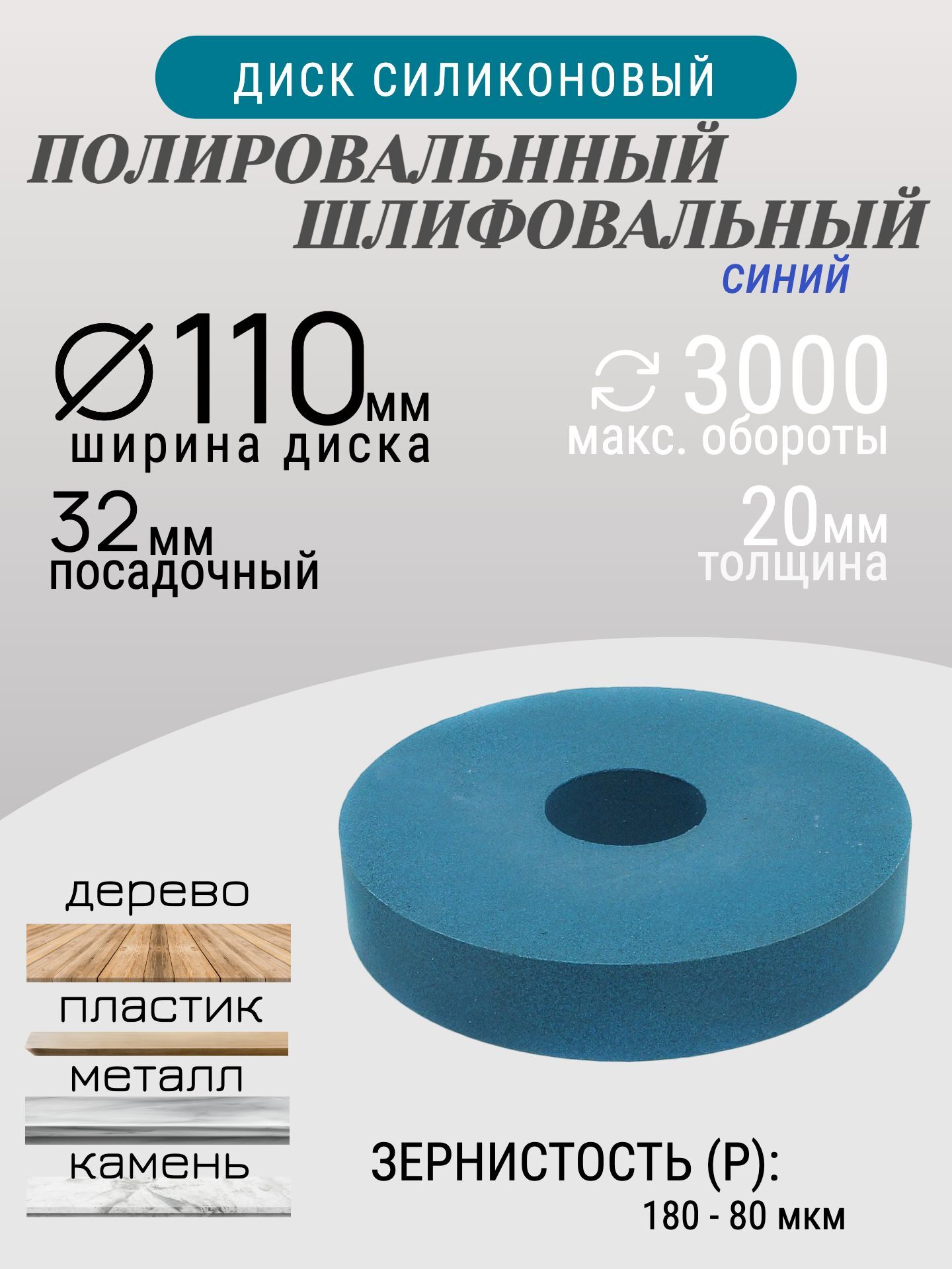 Диск шлифовальный Tornadotool d 110х20х32 мм Синий