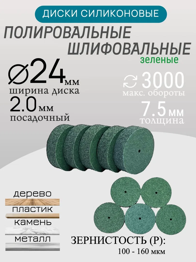 Диски шлифовальные/полировальные Tornadotool d 24х7.5х2 мм 5 шт. — P180 (синий)