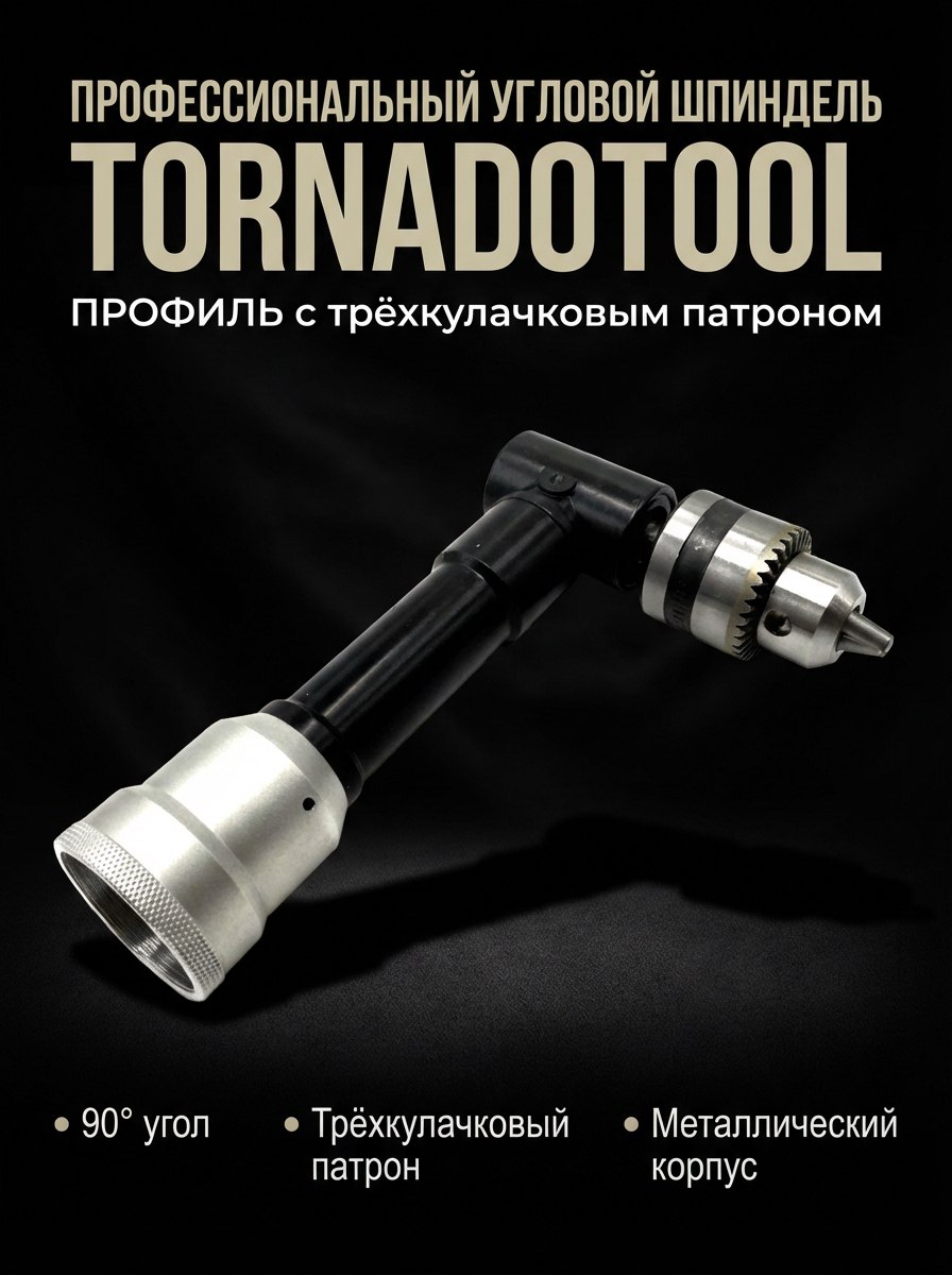 Угловой шпиндель Tornadotool с трехкулачковым патроном — фото 2