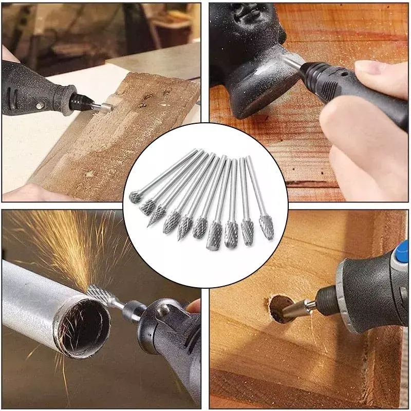 Набор борфрезы твердосплавные хвостовик 2.35 10шт. — фото 2