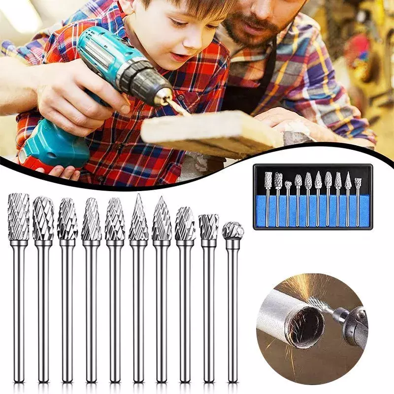 Набор борфрезы твердосплавные хвостовик 2.35 10шт. — фото 6