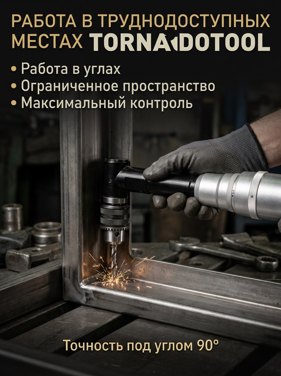 Угловой шпиндель Tornadotool с трехкулачковым патроном — фото 4