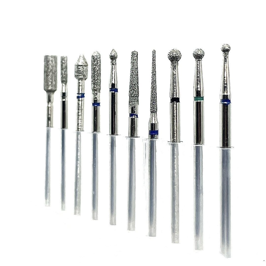 Набор алмазных фрез (10 предметов) Хвостовик 2.3мм — фото 2