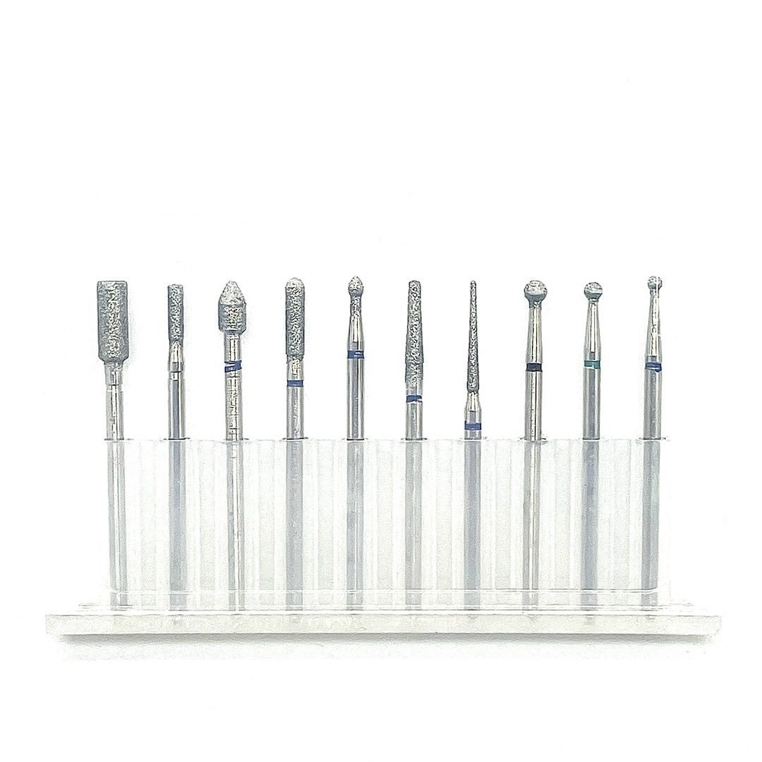 Набор алмазных фрез (10 предметов) Хвостовик 2.3мм — фото 3